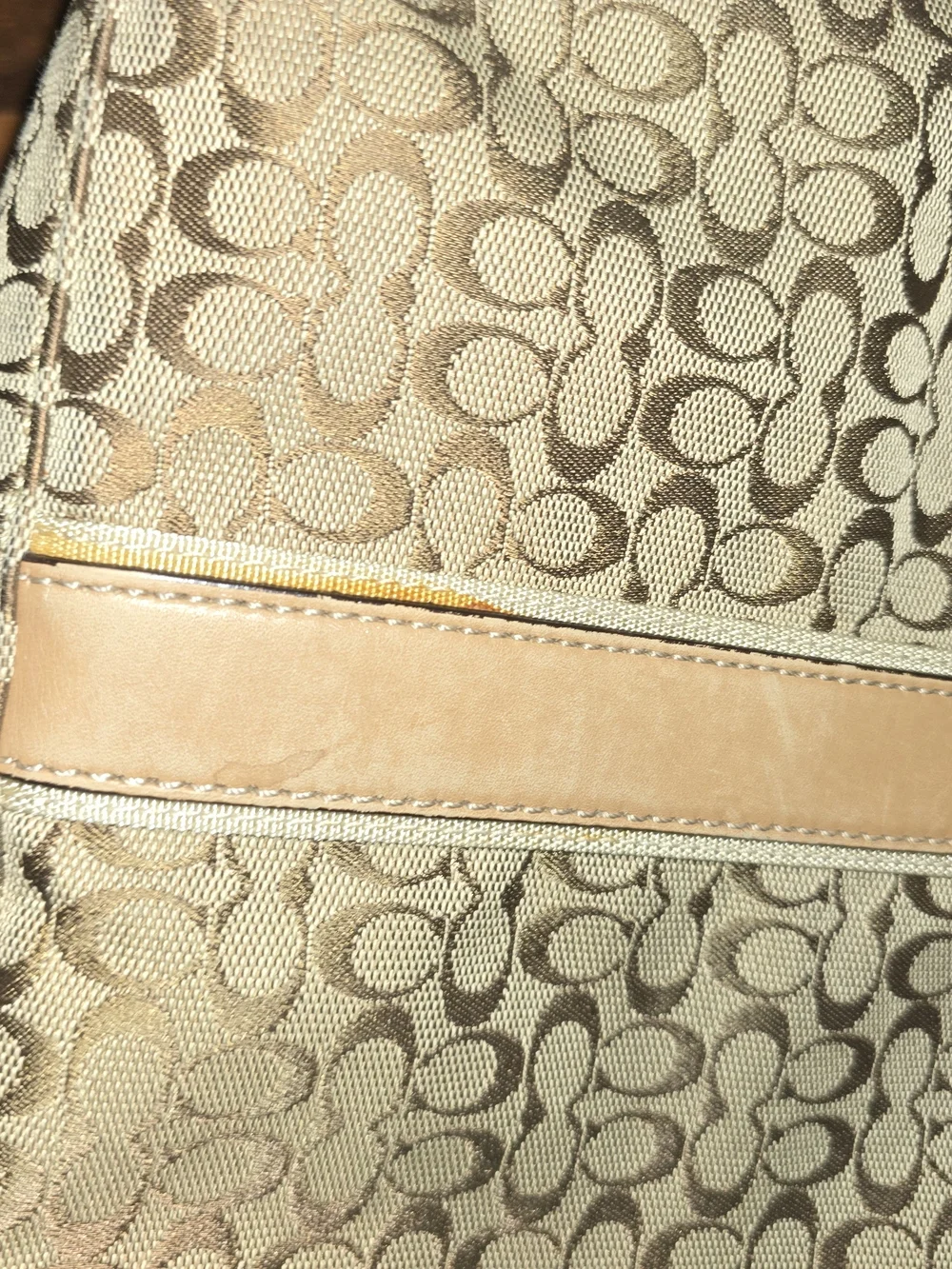 Coach Signature Jacquard Canvas Tote in Khaki